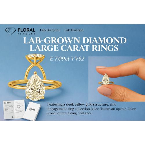 フローラル ジュエリーが 7.09 カラットのラボ グロウン ダイヤモンド ステートメント リングを発表