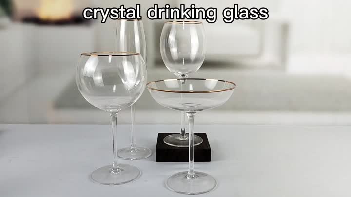 Crystal Gold Rimmed Champagne Fletes Coupe Glass