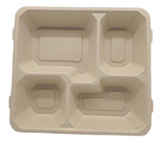 Square Bagasse Tray with 4-Compartment