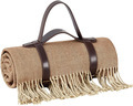 Large Waterproof Wool Picnic Beach Throw Blanket with PU Handle for Camping Hiking1