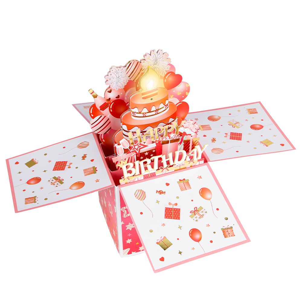 Biglietto d'auguri pop-up musicale per compleanno 3D