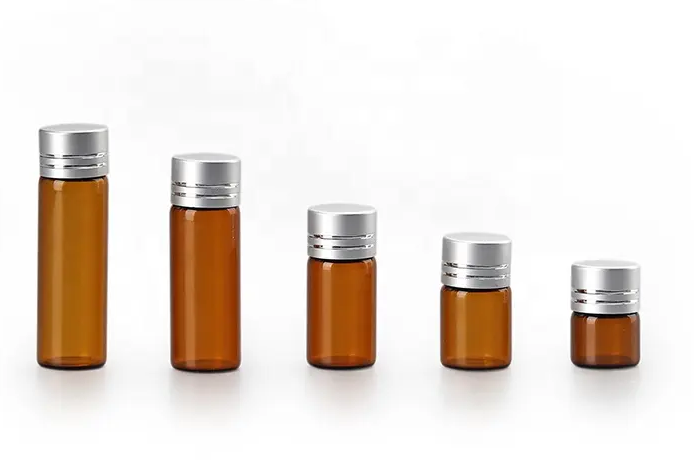 Amber small size glass bottle