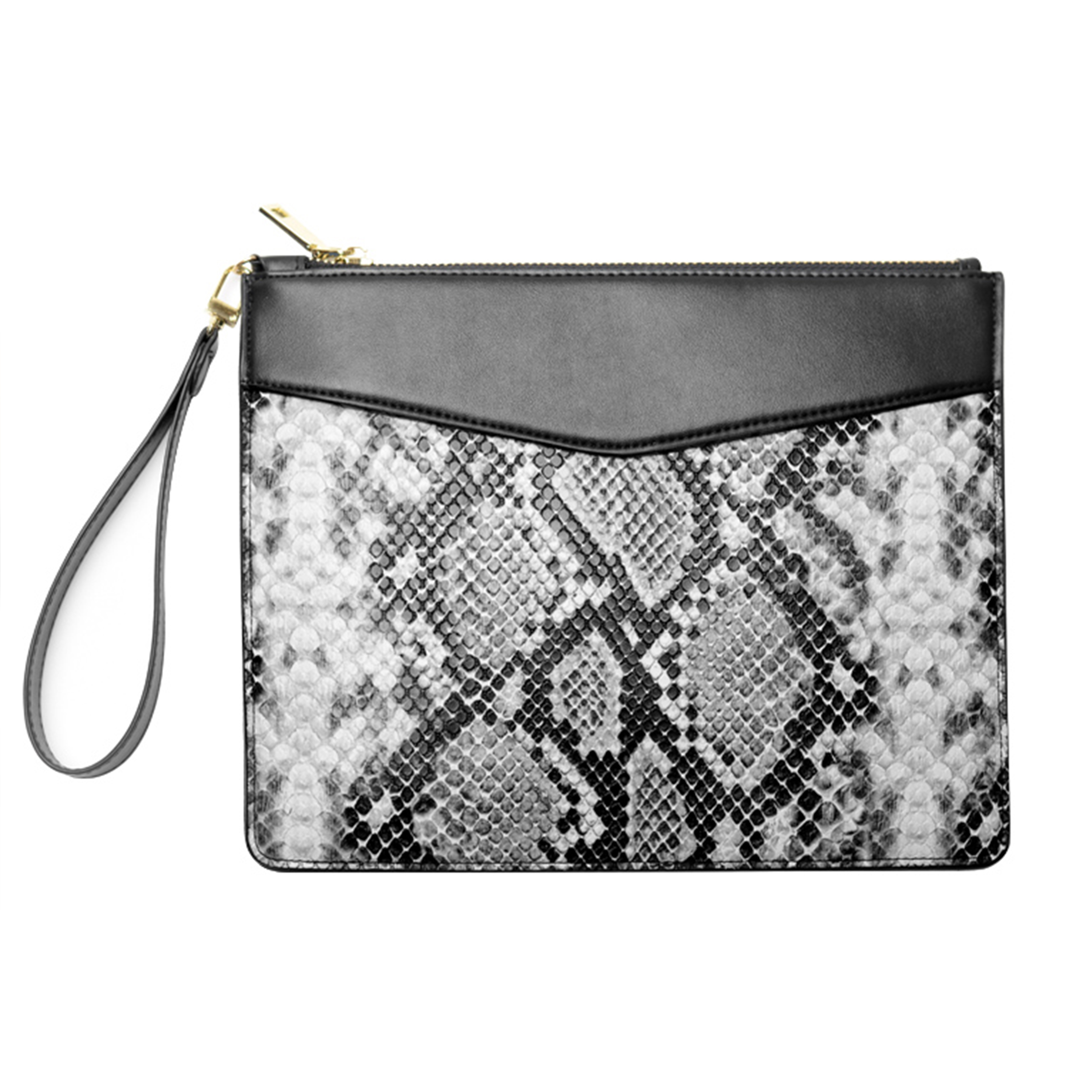 snakeskin clutch bag