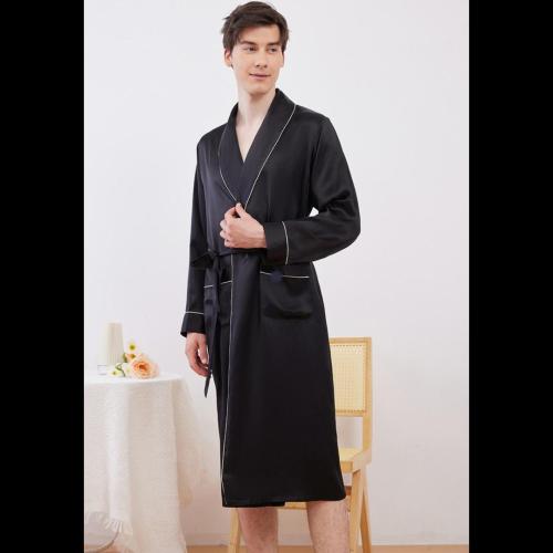 Shawl collar mens silk robe