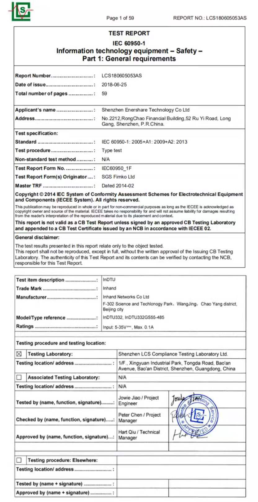 TEST REPORT IEC60950-1