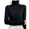 Pure Wool High-Neck Sweater for Women - Plus Size Pullover Top for Autumn and Winter1