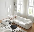 Cloud Designer Cream Wabi-Sabi White Linen Halo Fabric Customizable Living Room Sofa1