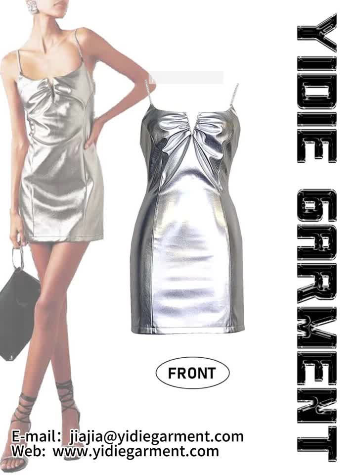 MATTE METALLIC STRETCH FAUX LEATHER DRESS