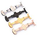 Stainless Steel Double Button Butterfly Buckle Watch Strap - High-End Leather, Non-Automatic, In Stock1