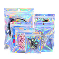 Custom Aluminum Foil Transparent Holographic Bag Resealable Smell Proof Food Small Ziplock Plastic Packaging Mylar Hologram Bags1