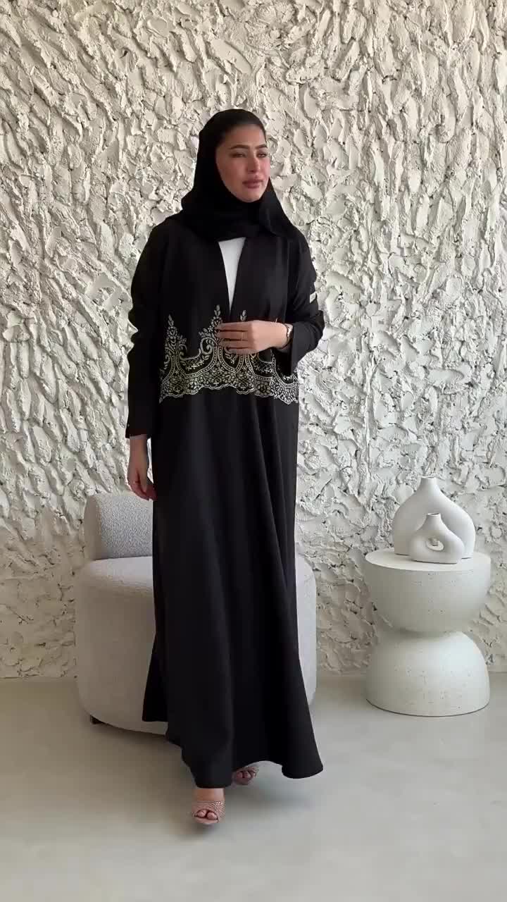 کیمونو عبای مشکی شیک برای زنان مسلمان MQ247