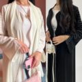 2025 بهار تابستان مسلمان گلدوزی باز Abaya Dubai شرق میانه ترکیه موج ژاکت کش باف پشمی کت عربی آستین بلند روپوش1