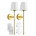 Dimmable Wireless Battery Operated Living Room Wall Sconce Set with Remote Control1