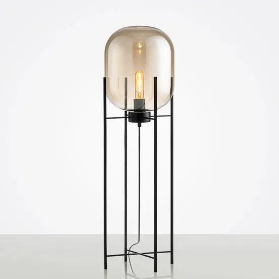 Lámpara de piso de vidrio ámbar elegante para interiores contemporáneos1