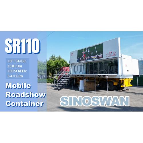 SR110 Mobiler Roadshow-Container | 10,8×3m hydraulische Bühne + 6,4×2,1m LED-Bildschirm + erweiterbarer Geschäftsraum