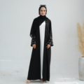 UNI عمده فروشی پوشاک اسلامی اسلامی مشکی عبای دوبی آستین گلدوزی زنانه باز Abaya EID رمضان Nida Kimono Abaya1