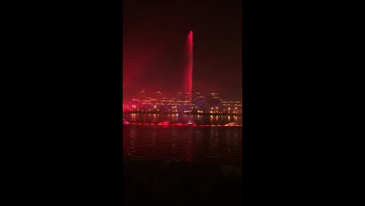 Super high water laser fountain