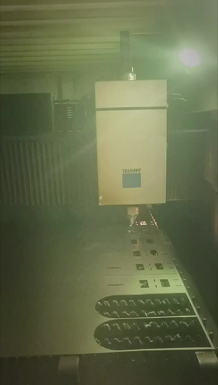 Laser cutting machine in operation