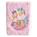 Cute Pink Plush Sloth Notebook for School1