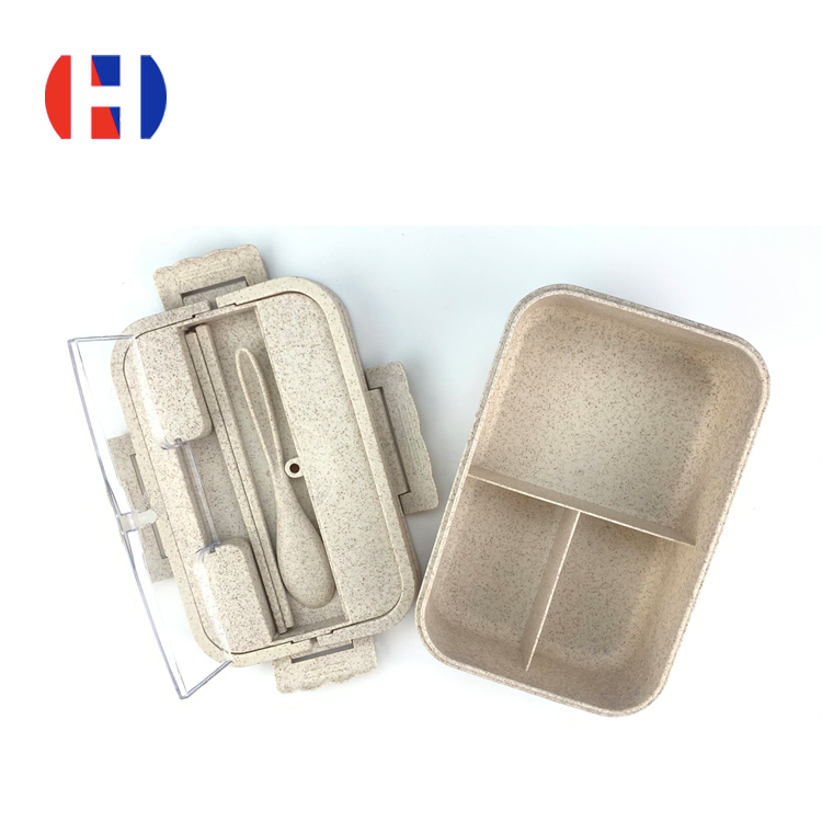 Reusable plastic double layer bento box lunch box with the tableware HOZ Kitchenware1