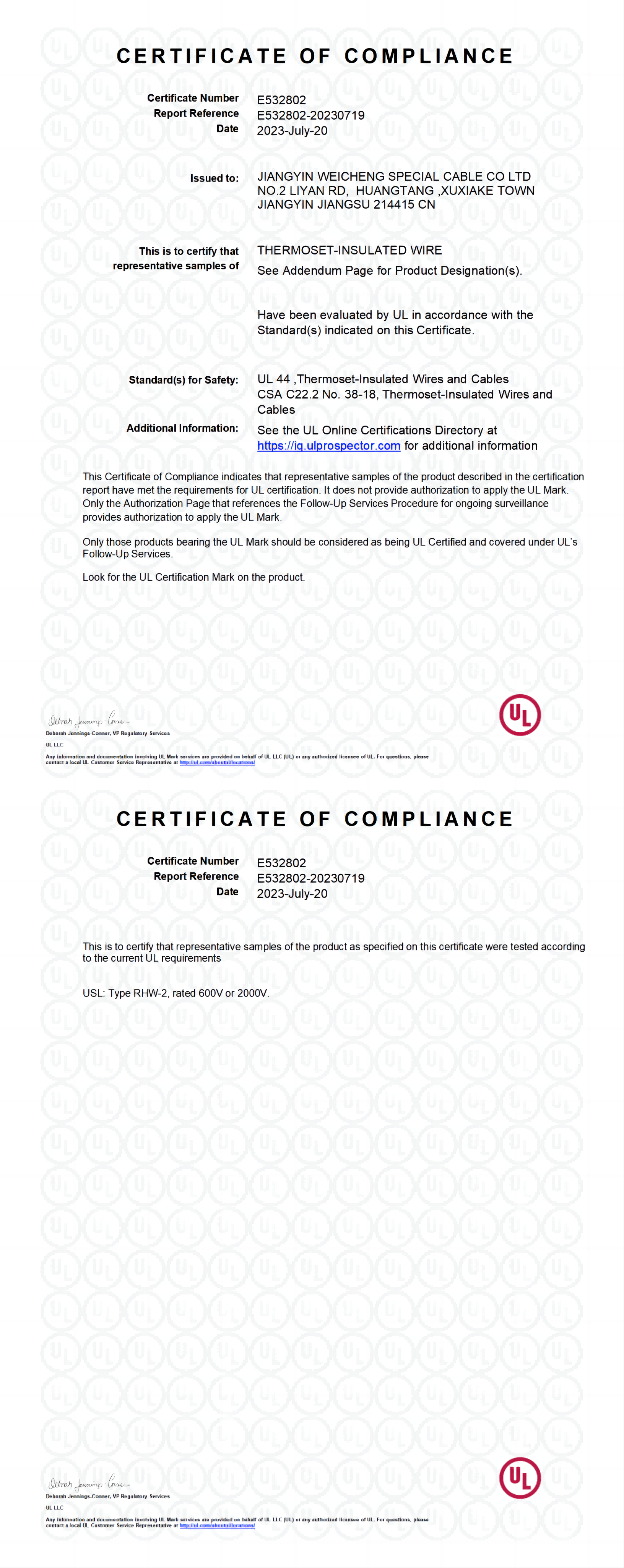 UL44,Thermoset-Insulated Wires and Cables