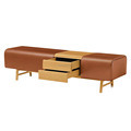 Modern Leather Bed End Stool - Italian Luxury Solid Wood Shoe Changing Bench1