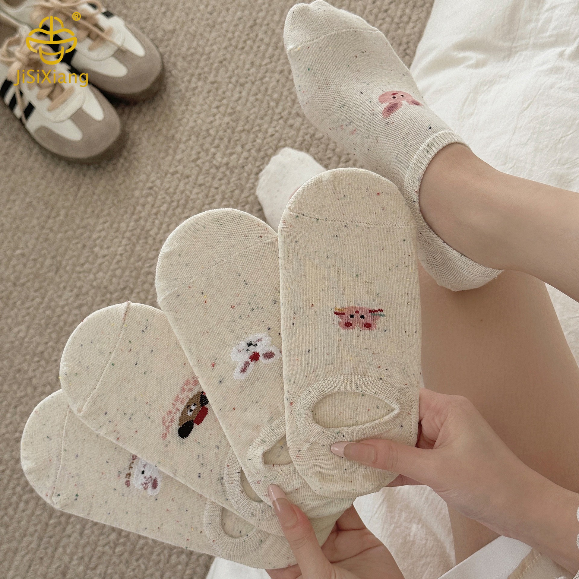 한국 버전 동물 양말, 점선 거즈 양말, 학생 보이지 않는 양말