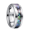 2024 Mother's Day Special: Ready to Ship 8mm Tungsten Abalone Shell Mother of Pearl Inlay Ring1