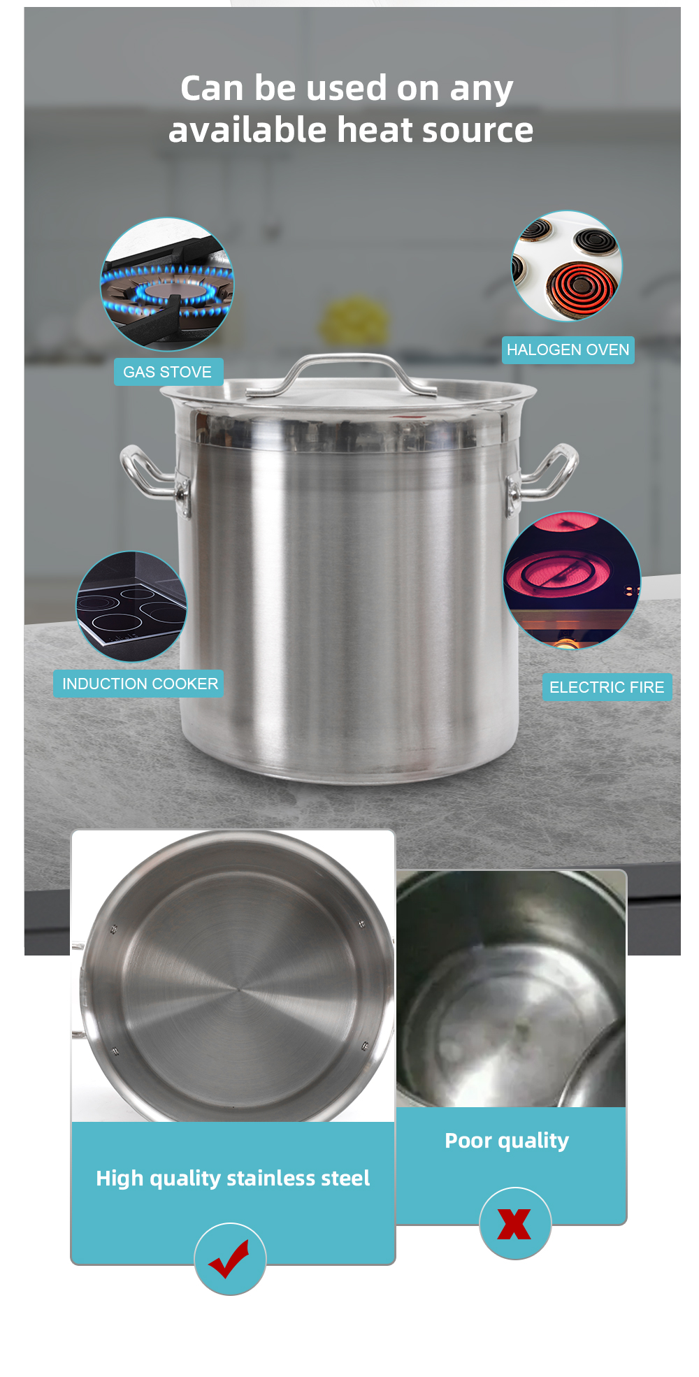 304 Large capacity stainless steel stockpot