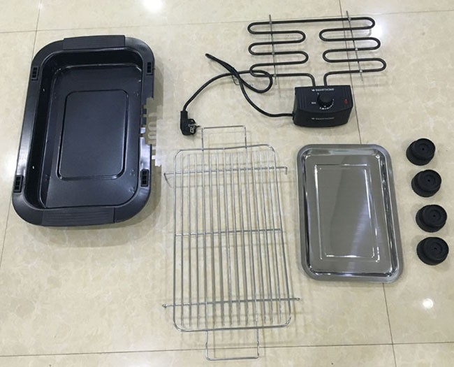 Ketinggian grill boleh laras 2000W rumah tanpa asap mudah tablet bbq elektrik dalaman