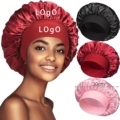 Wholesale Custom Logo Hair Accessories 4pcs Sleep Set Elastic Band Large Size Satin Bonnets1