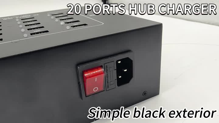 Carregador USB de 20 portas com luz