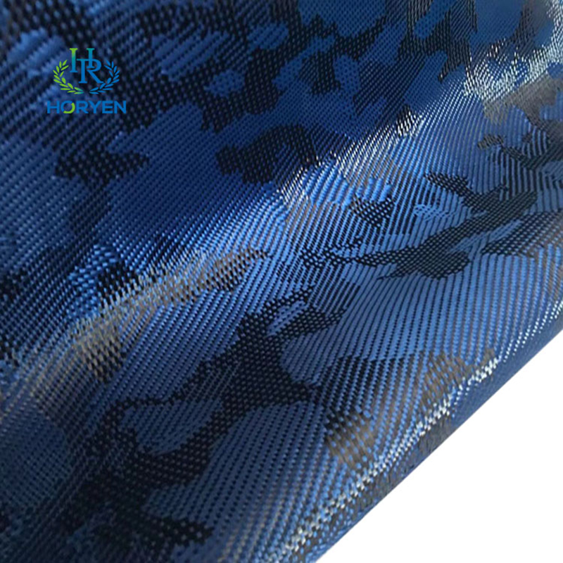 Blue camouflage carbon fiber fabric