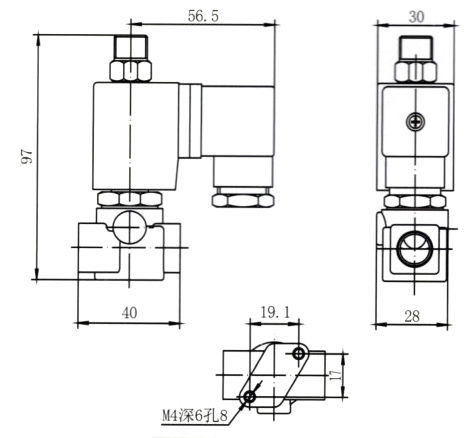 1/8 '' 1/4 '' électrovanne en laiton à air d'eau à 3 voies normalement fermée 24 V 220 V 0