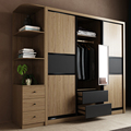 Gaya Italia MDF Eco-Friendly Wood Bedroom Furniture Two-Door Tiga Pintu Multi-pintu Lemari Pakaian Kamar Tidur Pojok Murah1