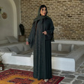 زنان مسلمان شیک و شیک پوشیده لباس کت شیک عرب عبایاس لباس غیر رسمی خاورمیانه دکمه مخفی سایز بزرگ روپوش1