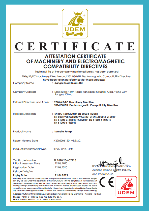 ATTESTATION CERTIFICATEOF MACHINERY AND ELECTROMAGNETIC COMPATIBILITY DIRECTIVES
