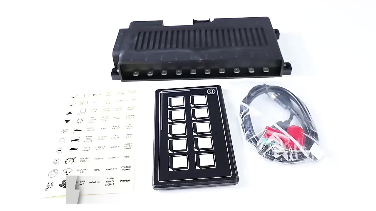 12v APP Car Universal 10P Membrane Control 10 Gang LED On-Off Button Touch Screen Switch Panel with with Backlight Module LED1