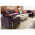 Auxford Modern Gold Gold Aço inoxidável Sofá Luxo Set Furniture Sala de estar Purple Blue Green Velvet Fabric Sofas1