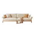 Maxky Fabric sofa solid wood simple modern large and small apartment living room log sofa cream wind straight row three people1