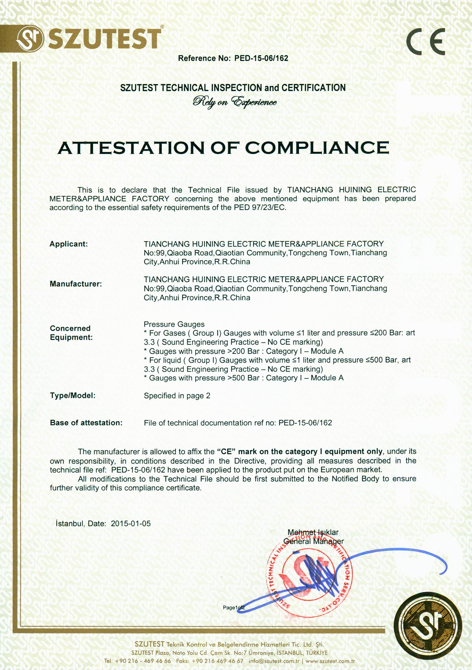 Attestation of Compliance