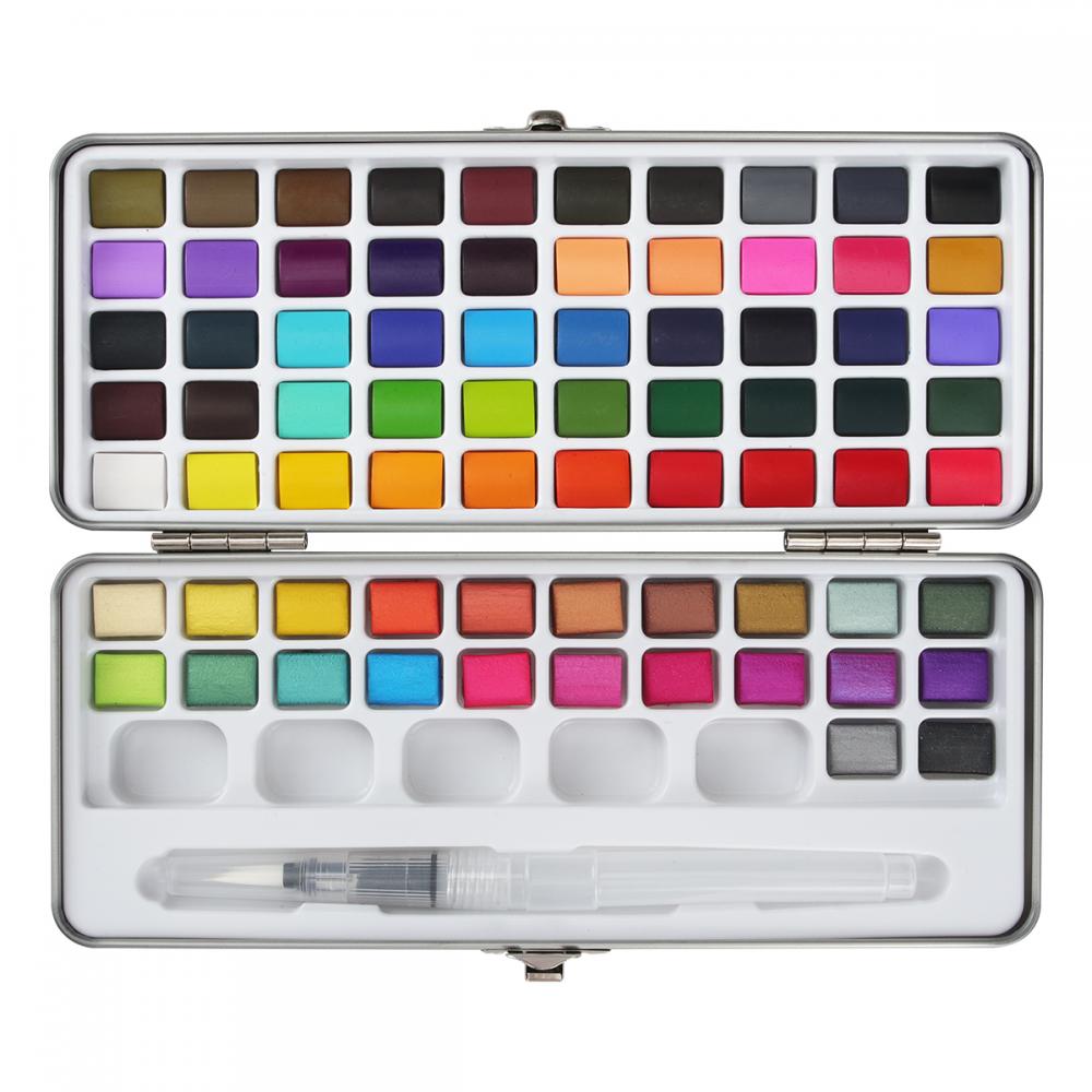72 colors watercolor paint set, portable painting kit, metallic watercolor 