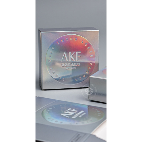 Boîte d'emballage en papier personnalisée holographique : présentation de la marque pour poudre libre élévatrice et poudre fixante