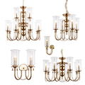 Custom American Retro Glass Candle Large Brass Antique Gold LED Chandelier Lighting1