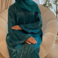 لباس مجلسی آستین بلند ساتن مدل لباس مجلسی گالبیا لباس اسلامی زنان مسلمان جلابیات رمضان باز Abaya Kimono1