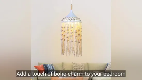 Luz colgante de Boho MacRame hecho a mano para acogedor dormitorio y decoración de la sala de estar1
