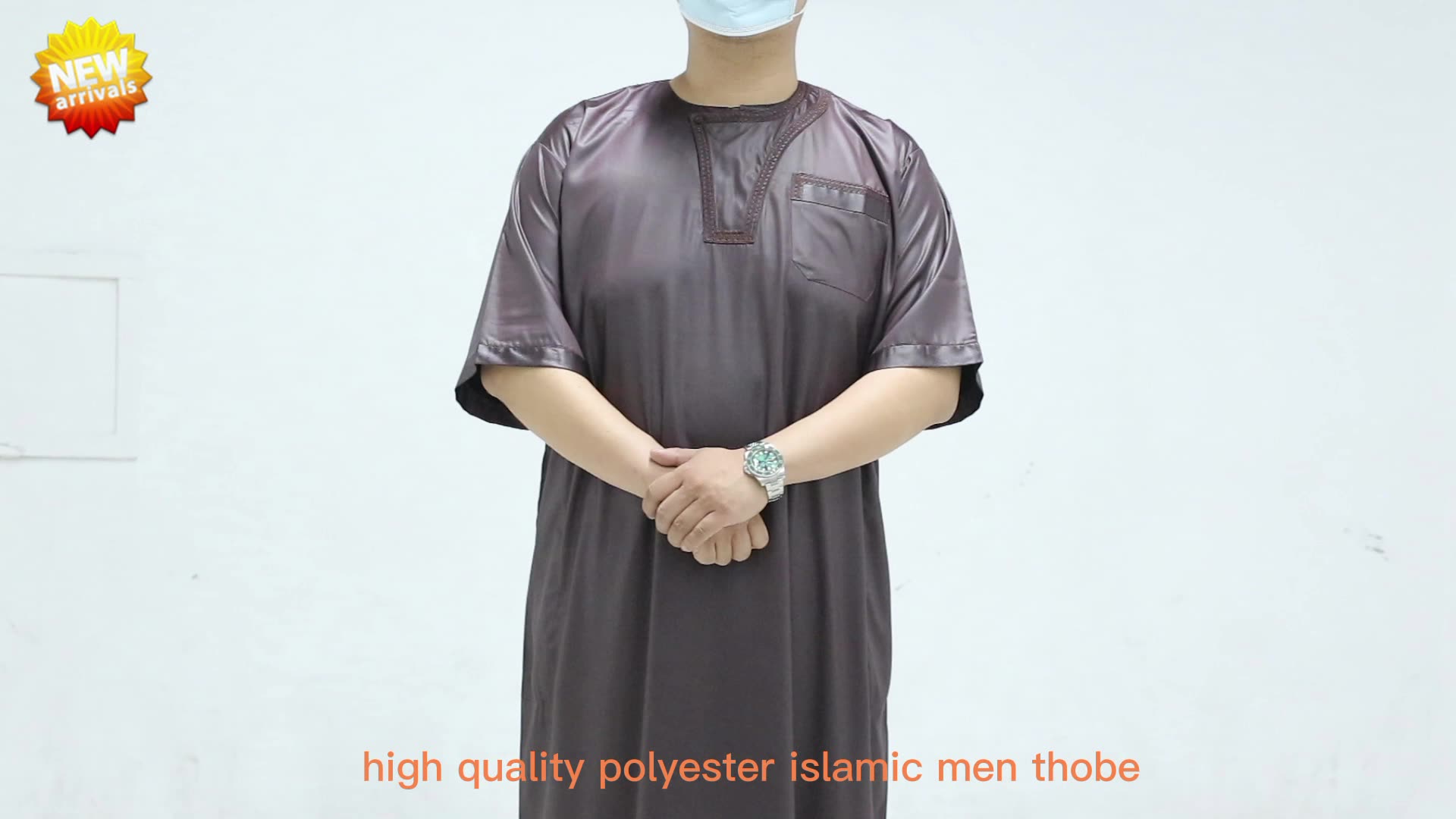 Originale IKAF Round Collar ricamato musulmano Kaftan Abaya Jalabya ​​Arabain Thobe Jubah Musulmana arabo Thobe Ikaf1