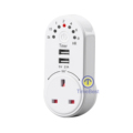 Travel Adapter with USB Port and 0.5-8 Hours Timer - Standard Grounding Countdown Socket for Residential & General Use1