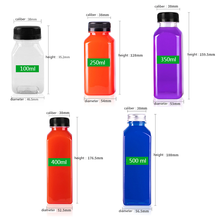 square juice bottles with lid