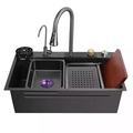 Nano Black Wide Mouth Waterfall Hidden Basin Faucet for Kitchen Stainless Steel Sinks with Accessories1